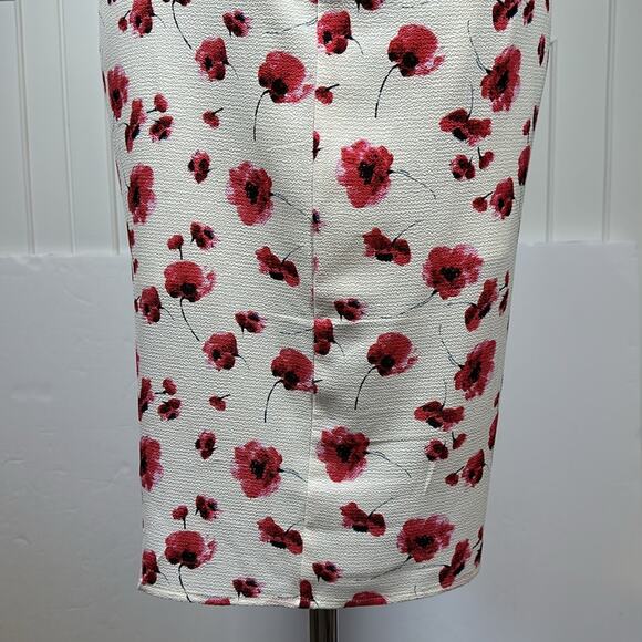 Lucy Paris One Shoulder Midi Dress Cream Red Floral Ruffles Feminine Cocktail L - Picture 14 of 16